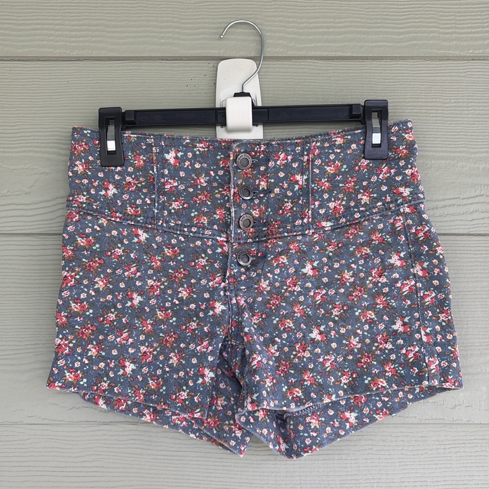 Hot Kiss Floral‎ Flower Button Fly Cotton Stretch Cici Shorts Womens 4